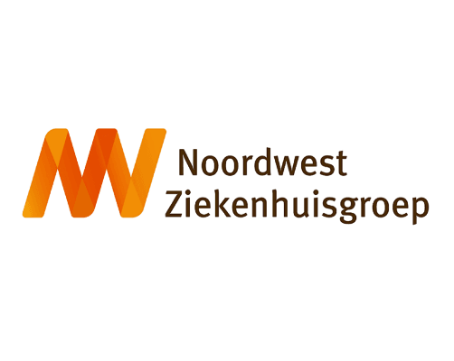 Logo of Noordwest Ziekenhuisgroep featuring an orange, stylized NW symbol to the left of the organization’s name in brown and green letters, evoking energy—perfectly reflecting their commitment to innovative care and charging ahead in healthcare.