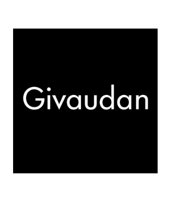 The image shows the word Givaudan in white, lowercase letters centered on a solid black background, evoking the simplicity of signs found at EV charge or free loading stations.