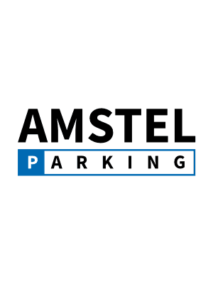 A blue and white parking sign featuring a large letter P on the left and a long blank space on the right, perfect for adding custom details about free loading stations or charge points by Pluq.